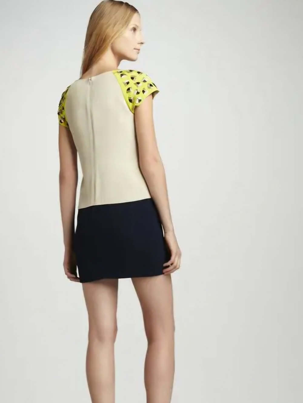 Trina Turk Silk Colorblock Beaded Sheath Dress